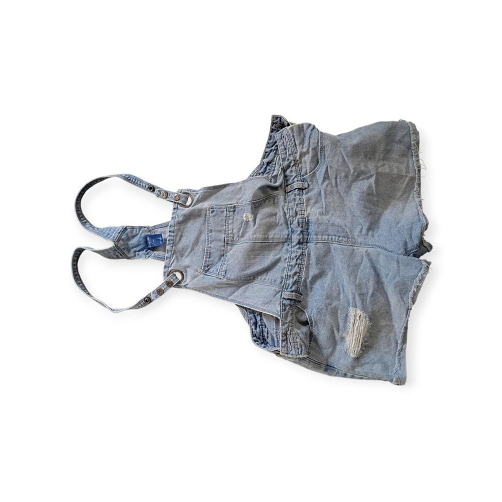 Girls Size Large 18 Overall Shorts Denim Jeans Light Wash Shortalls